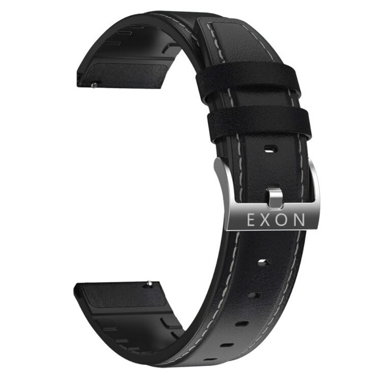 Pasek skórzano silikonowy czarny 22mm -1