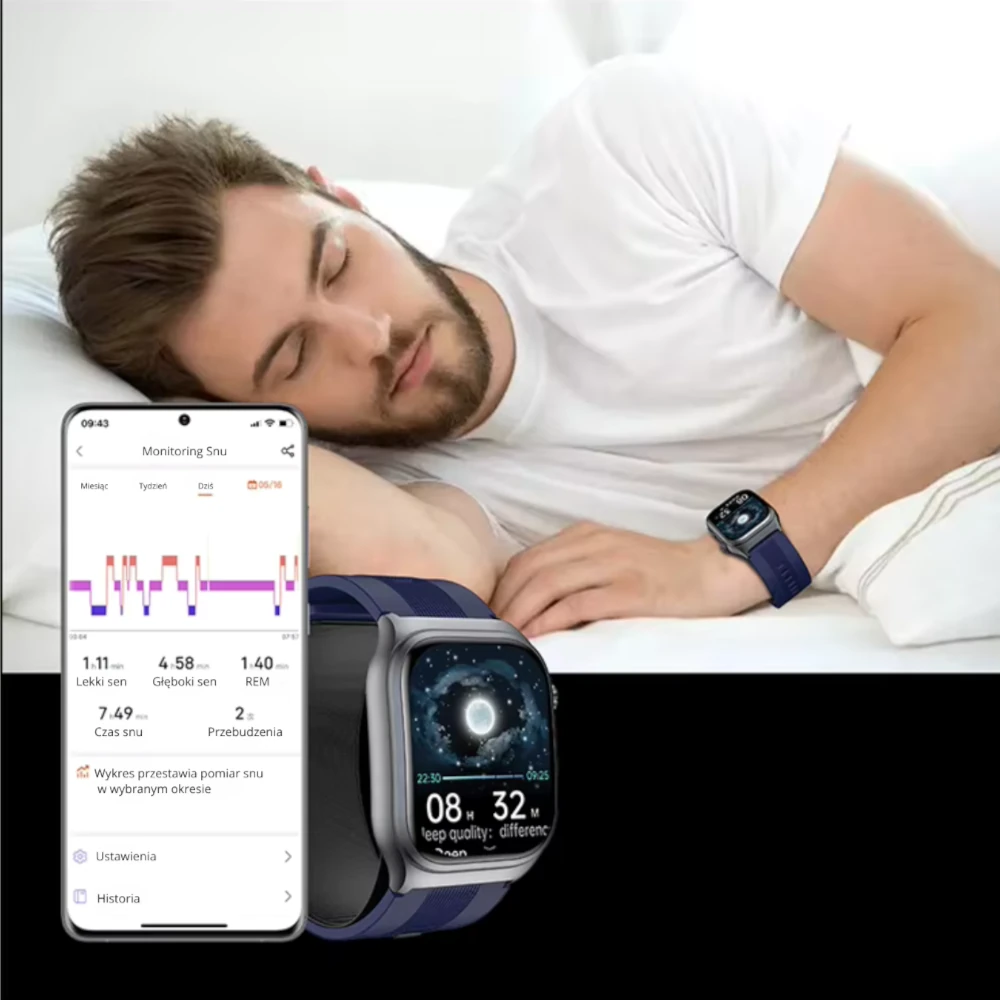 Dzięki analizie HRV i snu zegarka pomaga zadbać o jakość odpoczynku i rytm serca