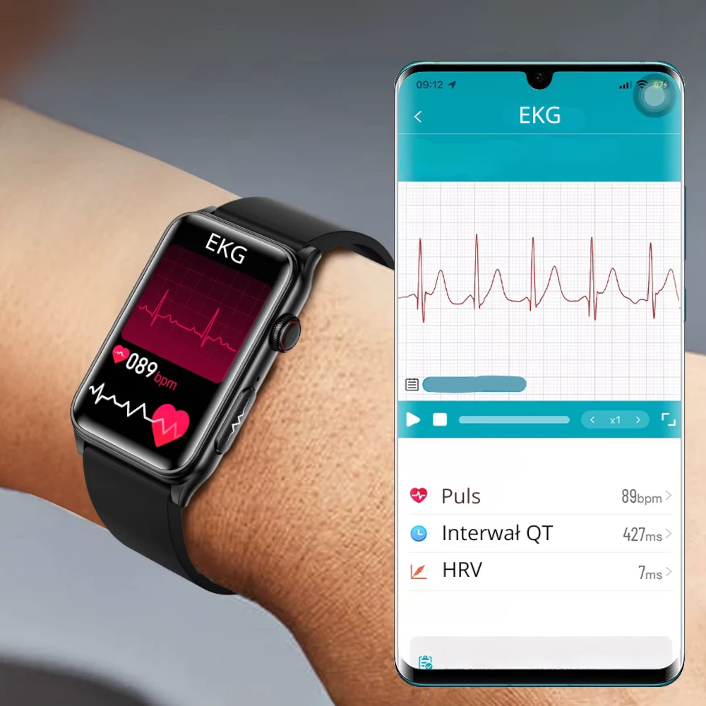 Zegarek damski pokazujący EKG