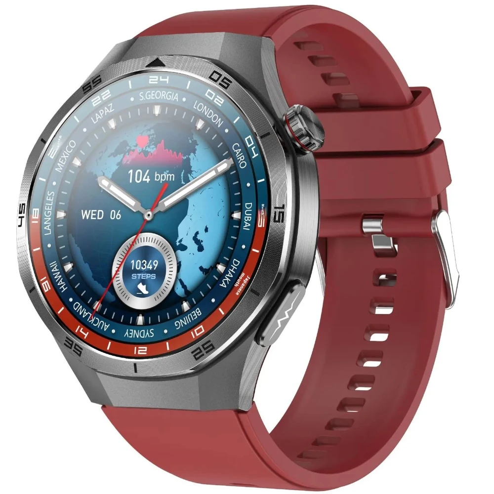 Model Exon Strix na białym tle wraz z czerwonym paskiem