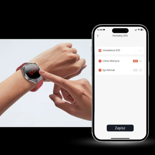 Kardiowatch Exon Strix wraz z pokazaną funkcją SOS