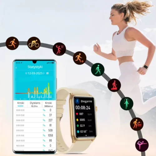 Kobieta biegnąca z kardiowatchem Exon Livia