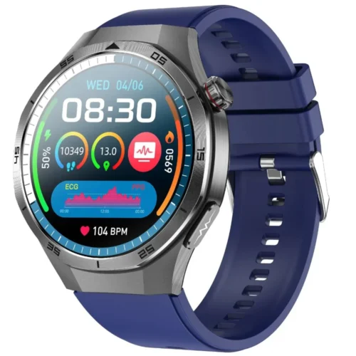 Ujęcie kardiowatcha z boku na granatowym pasku