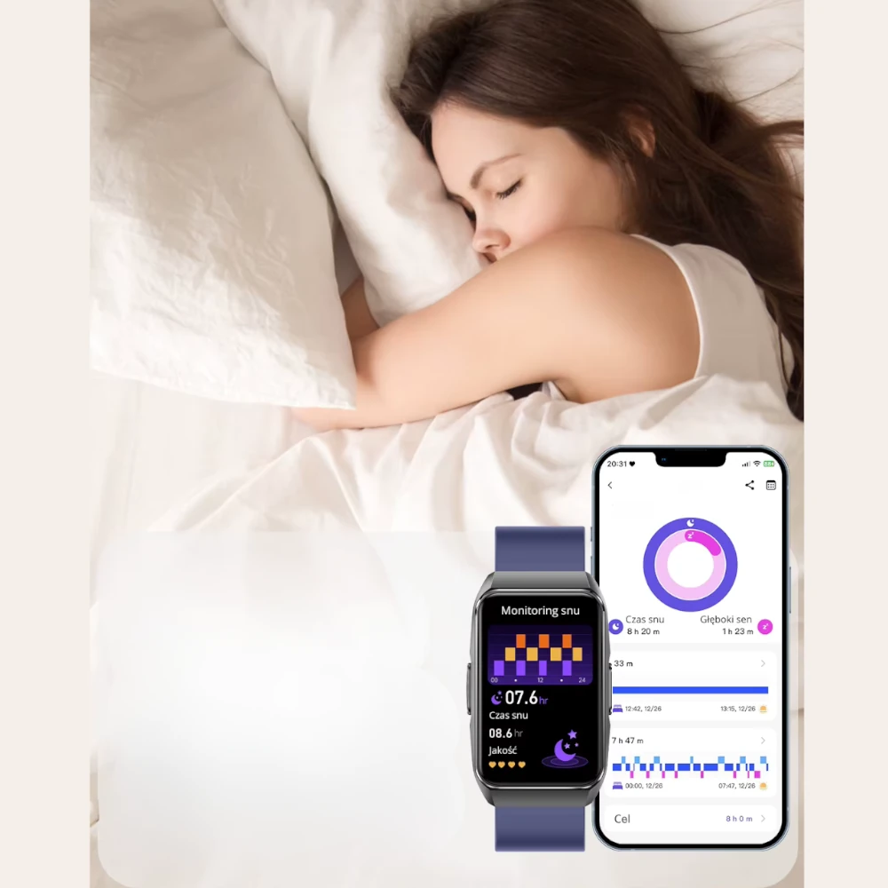 Kardiowatch Volt z widokiem na funkcję analizy snu