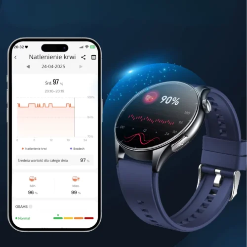 Inteligentny zegarek Exon Guard z możliwością robienia pomiaru natlenienia krwi
