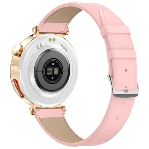 Pasek-18mm-Skorzany-Rozowy-Do-Smartwatcha-Kardiowatcha-Zegarka-Exon