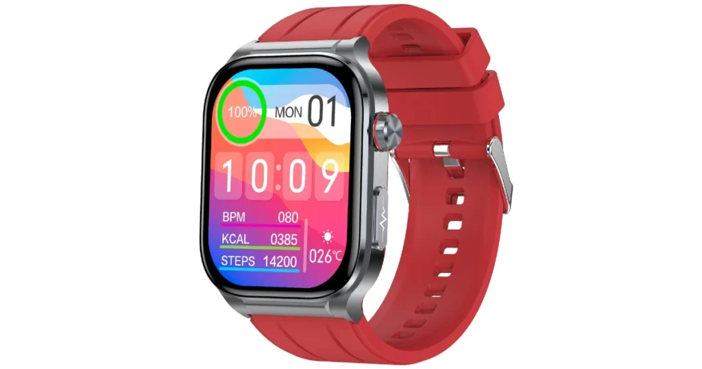 Prostokątny wyświetlacz AMOLED w Kardiowatchu Pulsemed.