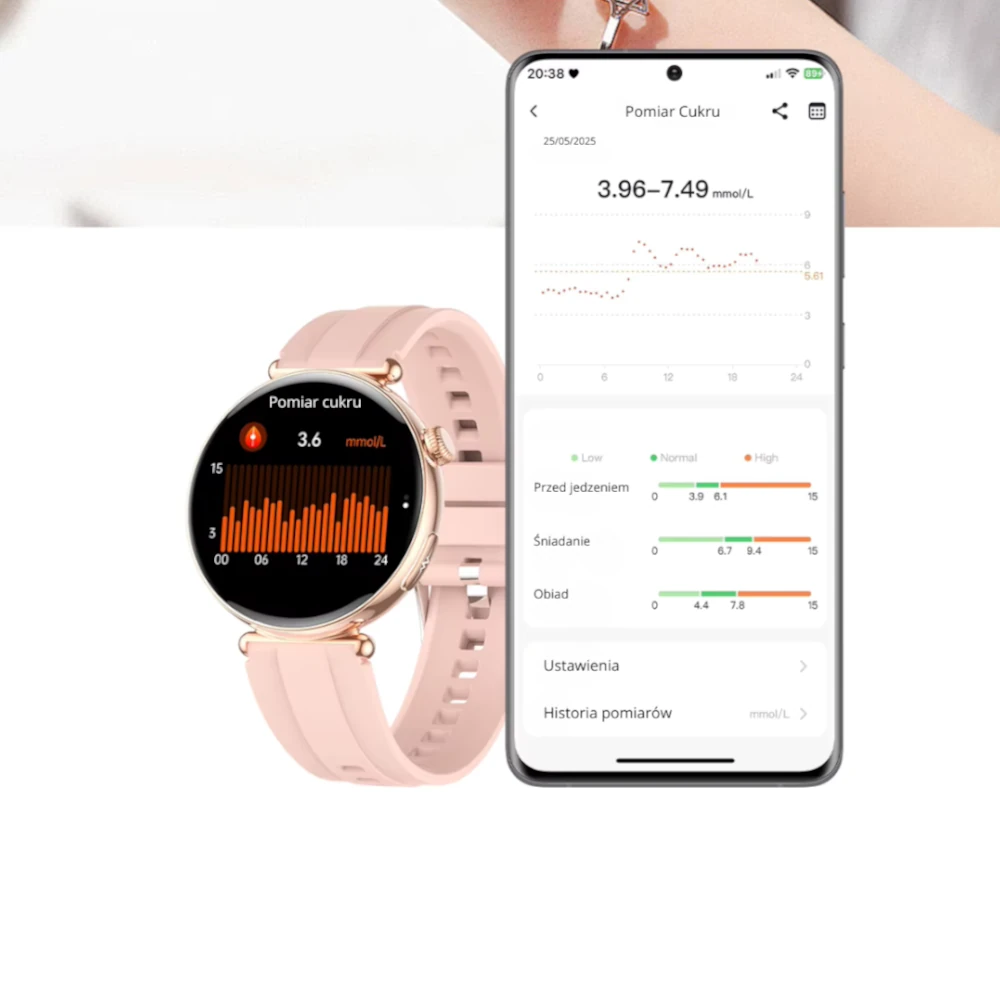 Zegarek sportowy damski Exon Lumina z monitorem pomiaru glukozy