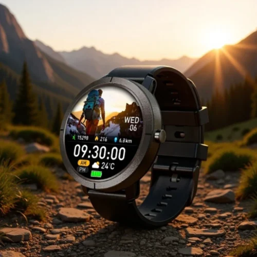 Nowoczesny zegarek Exon Atria w kolorze czarnym z wyświetlaczem dotykowym